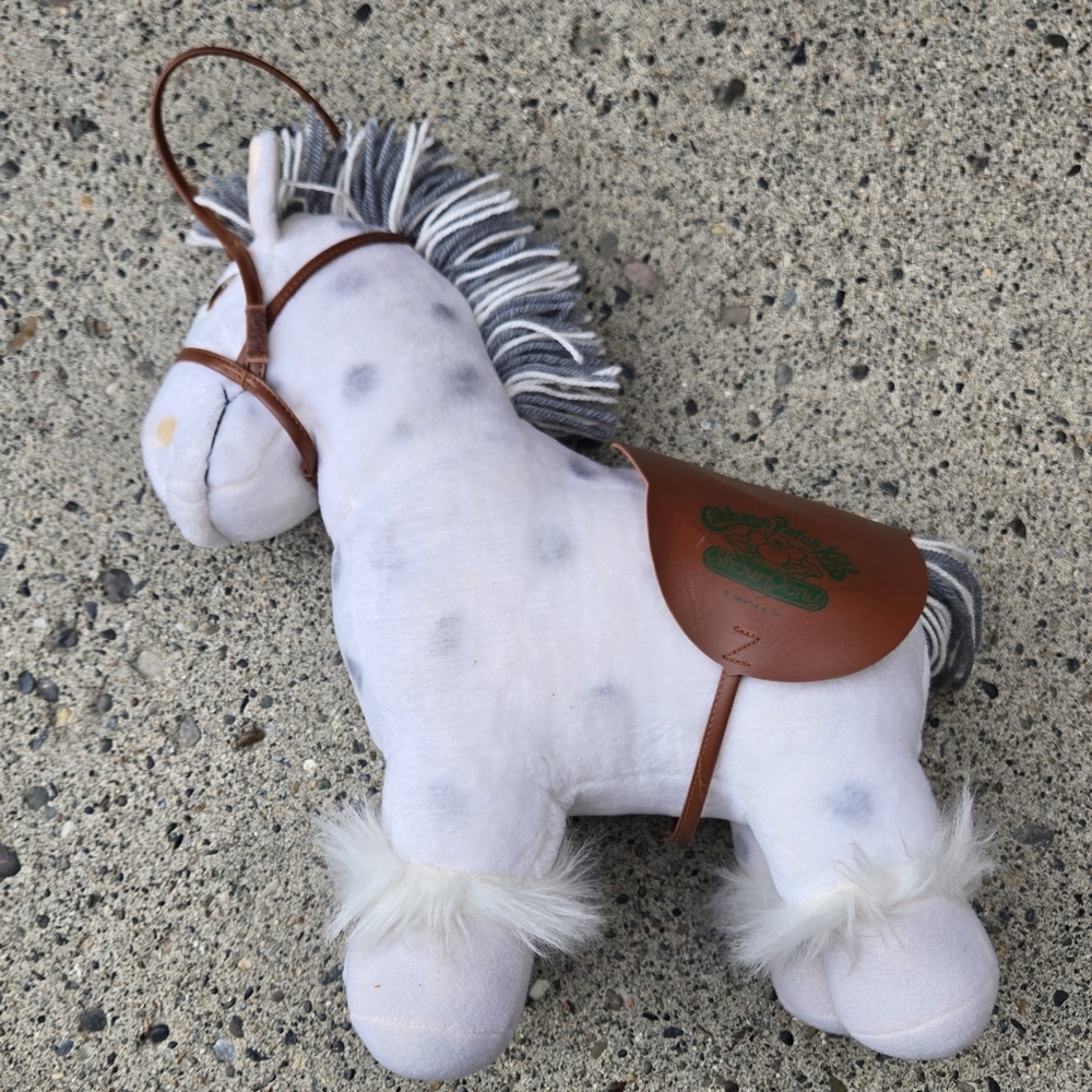 1984 Cabbage Patch Kids White and Brown Plush Horse Toy